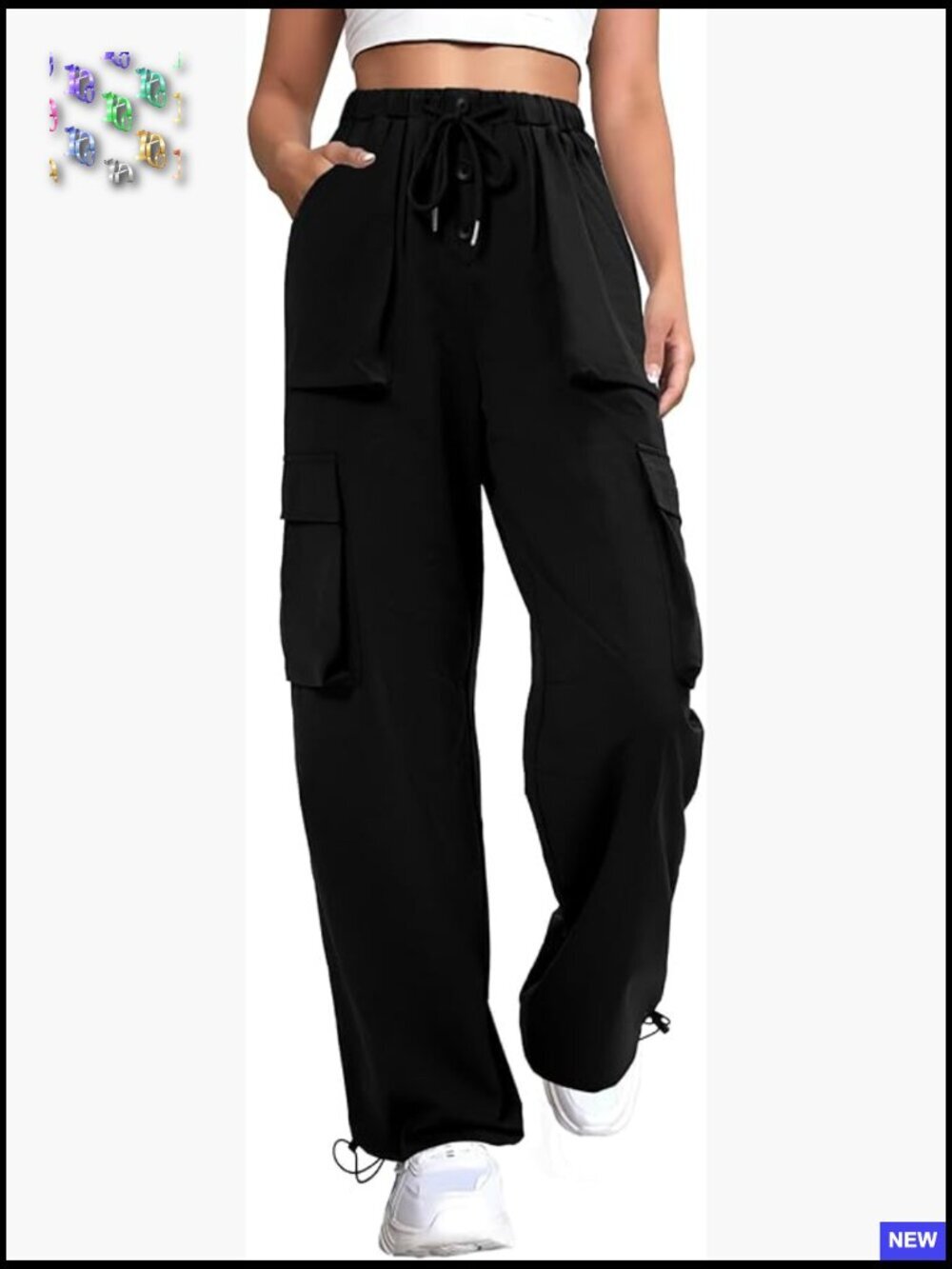 Quick Dry Parachute Cargo Pants Baggy Hiking Joggers with 4 Pockets